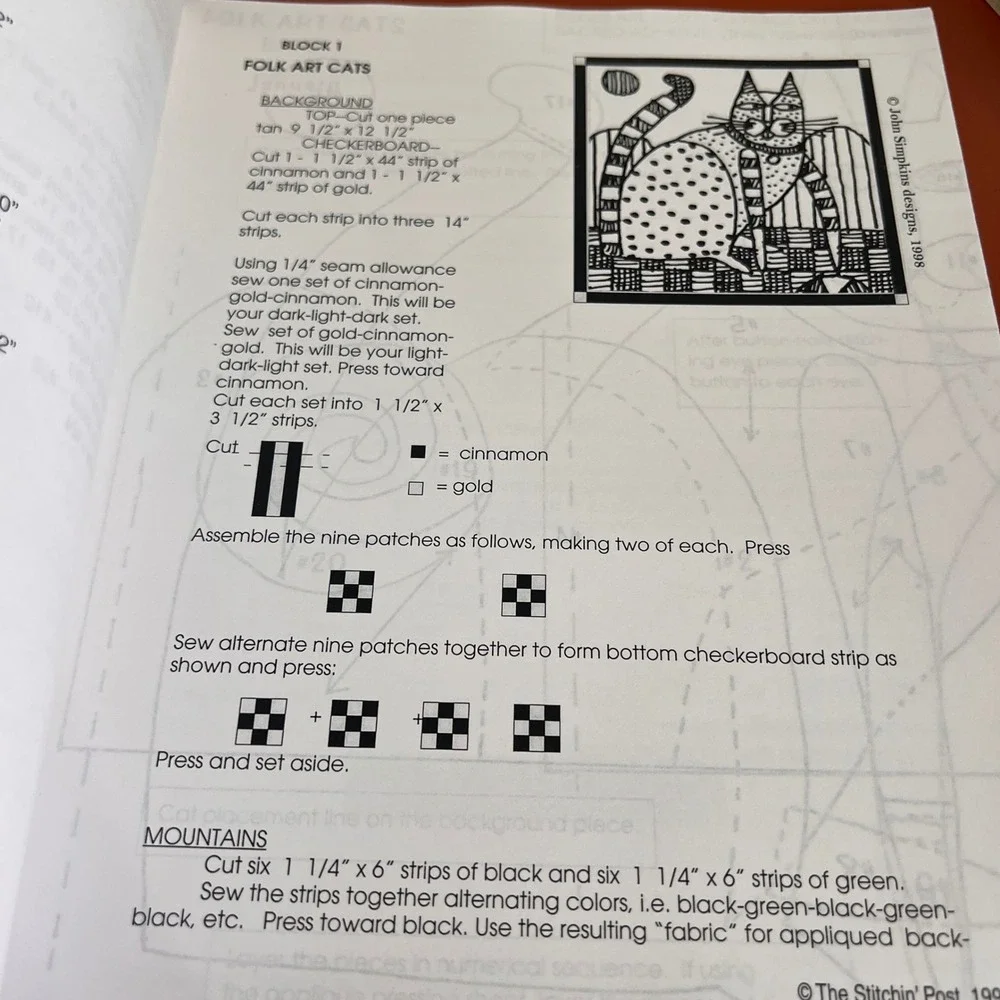 Stitchin Post Folk Art Cats Block of the Month Quilt Pattern John Simpkins 1998